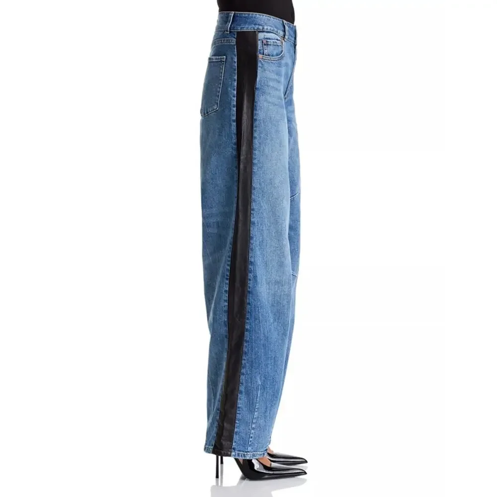 Alice and Olivia Women Brooklyn Blue High Rise Wide Balloon Leg Pants Size 31